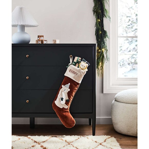 Crate & Barrel Wonderland Velvet Bunny & Bear Christmas Stockings – Brand New - Picture 8 of 12